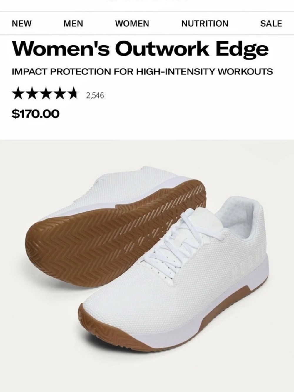 NOBULL Women's Outwork Edge White & Brown Athletic Shoes Like New. Color “White